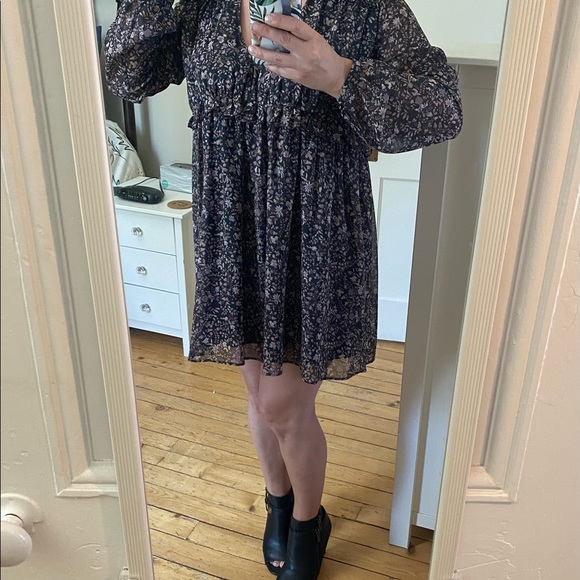 Zara | Floral babydoll v-neck dress. Size Small. - Picture 3 of 8